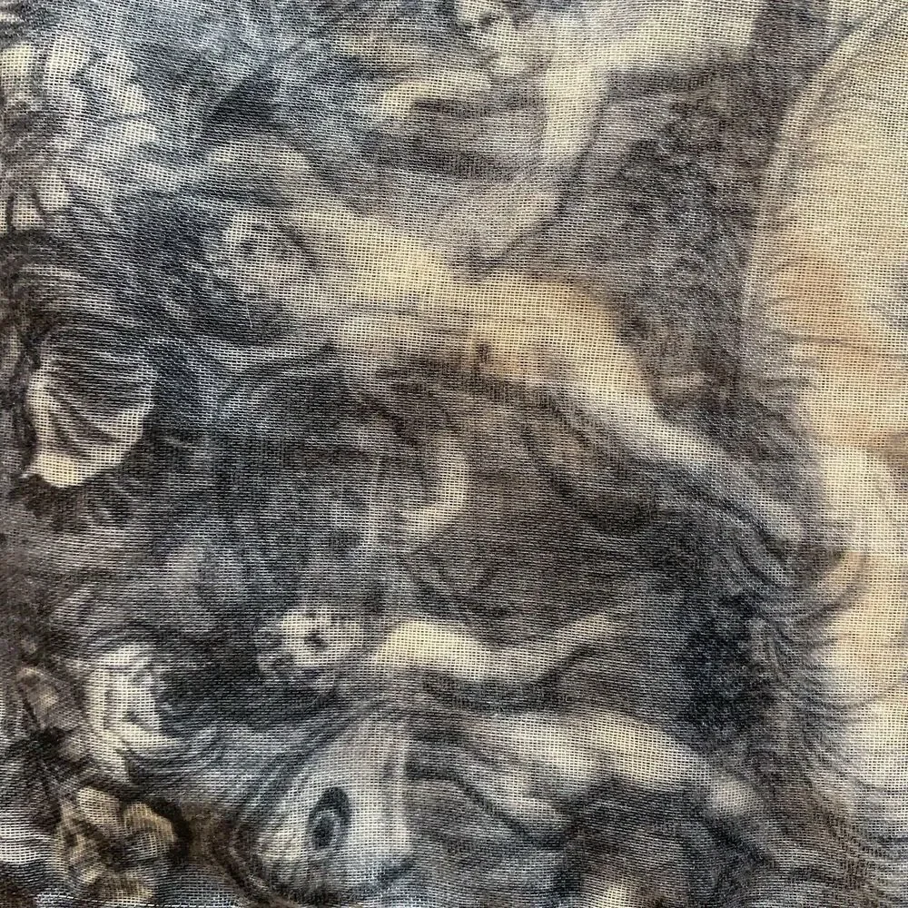 Maison Scotch Mythological Cherubs Scarf Wrap Black Beige Art Renaissance Sheer